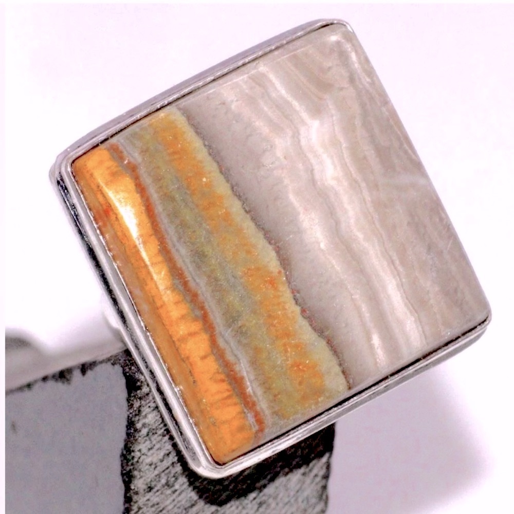 Bumblebee Jasper Square Cut Ring - image 1